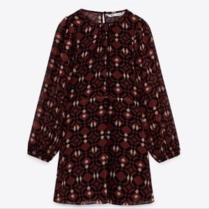 NEW WITH TAGS- NWT Zara Geometry print Mini Chiffon Dress